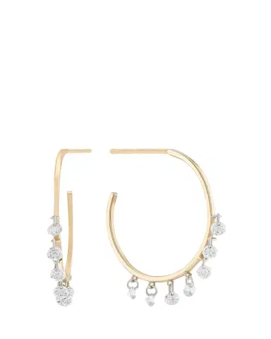 Lana Floating Diamond 14K Gold Hoop Earrings | Thumbnail 1 Lana Floating Diamond 14K Gold Hoop Earrings | Thumbnail 1