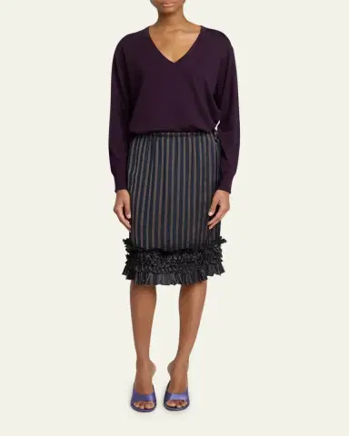 Dries Van Noten Scotts Striped Ruffle Satin Midi Skirt | Thumbnail 2 Dries Van Noten Scotts Striped Ruffle Satin Midi Skirt | Thumbnail 2