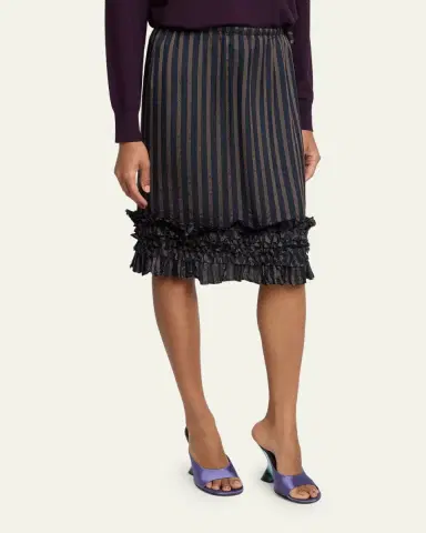 Dries Van Noten Scotts Striped Ruffle Satin Midi Skirt | Thumbnail 4 Dries Van Noten Scotts Striped Ruffle Satin Midi Skirt | Thumbnail 4