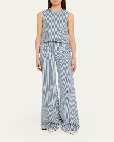 Adam Lippes Deeda Striped Twill Wide-Leg Pants | Thumbnail 2 Adam Lippes Deeda Striped Twill Wide-Leg Pants | Thumbnail 2