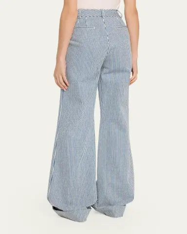 Adam Lippes Deeda Striped Twill Wide-Leg Pants | Thumbnail 3 Adam Lippes Deeda Striped Twill Wide-Leg Pants | Thumbnail 3