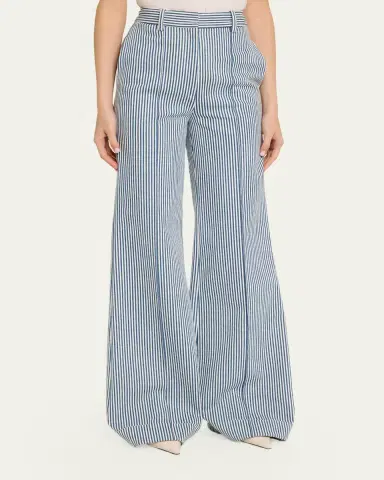 Adam Lippes Deeda Striped Twill Wide-Leg Pants | Thumbnail 4 Adam Lippes Deeda Striped Twill Wide-Leg Pants | Thumbnail 4