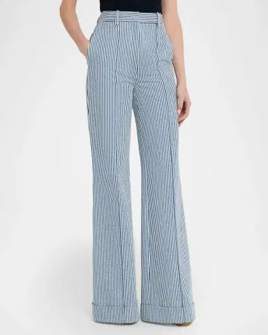 Adam Lippes Deeda Striped Twill Wide-Leg Pants | Thumbnail 8 Adam Lippes Deeda Striped Twill Wide-Leg Pants | Thumbnail 8