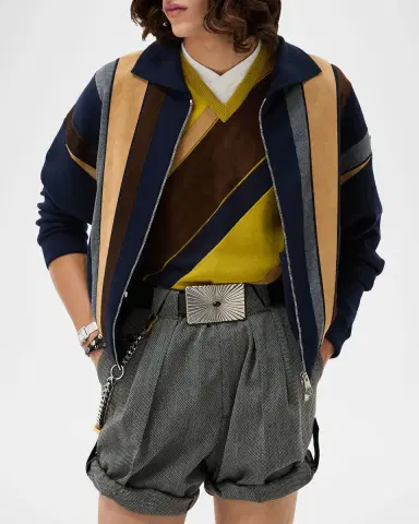 Versace Colorblocked Wool-Blend Zip-Up Blouson Jacket | Thumbnail 5 Versace Colorblocked Wool-Blend Zip-Up Blouson Jacket | Thumbnail 5