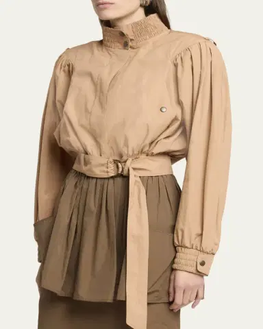 Chloé Technical Cotton Puff-Sleeve Crop Jacket | Thumbnail 4 Chloé Technical Cotton Puff-Sleeve Crop Jacket | Thumbnail 4