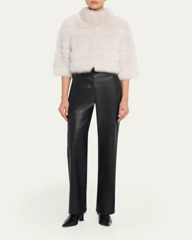 Gorski Lamb Shearling 3/4-Sleeve Crop Coat | Thumbnail 2 Gorski Lamb Shearling 3/4-Sleeve Crop Coat | Thumbnail 2