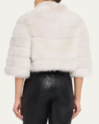 Gorski Lamb Shearling 3/4-Sleeve Crop Coat | Thumbnail 3 Gorski Lamb Shearling 3/4-Sleeve Crop Coat | Thumbnail 3