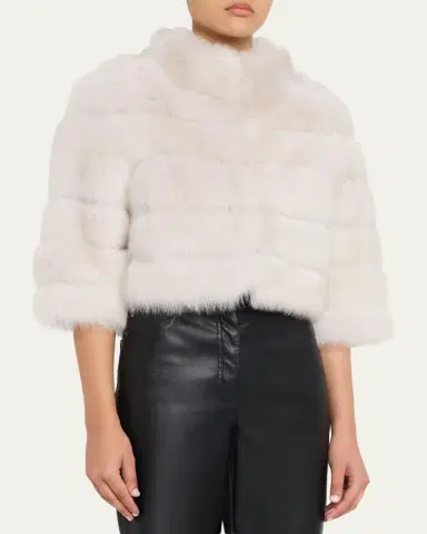 Gorski Lamb Shearling 3/4-Sleeve Crop Coat | Thumbnail 4 Gorski Lamb Shearling 3/4-Sleeve Crop Coat | Thumbnail 4