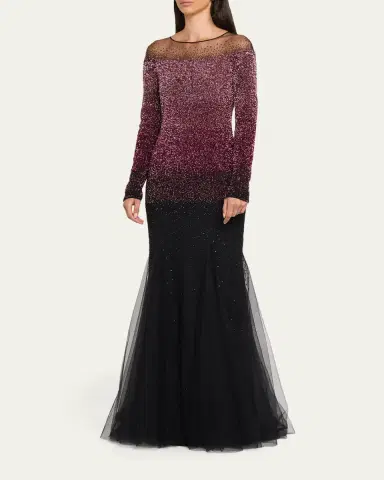 PAMELLA ROLAND Ombre Signature Sequin Illusion Trumpet Gown | Thumbnail 4 PAMELLA ROLAND Ombre Signature Sequin Illusion Trumpet Gown | Thumbnail 4