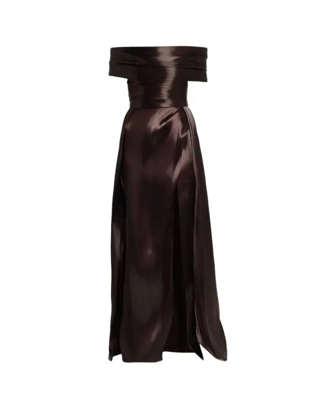 Liquid Organza Off-The-Shoulder Slit Gown Liquid Organza Off-The-Shoulder Slit Gown
