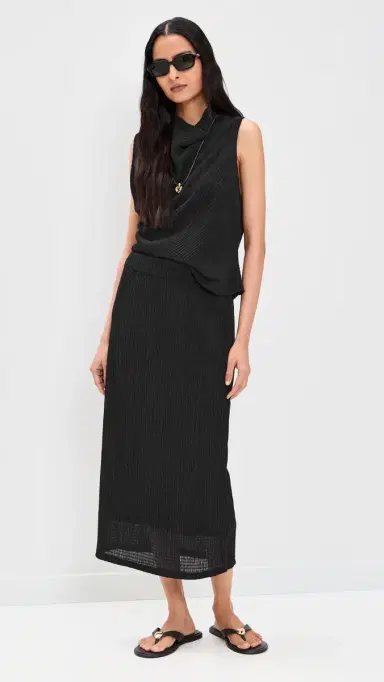 Vince Shadow Grid Cowl Neck Top Black | Thumbnail 5 Vince Shadow Grid Cowl Neck Top Black | Thumbnail 5
