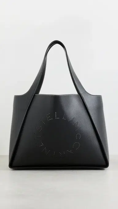 Stella McCartney Logo Embossed Grainy Faux Leather Tote Bag Black One Size | Thumbnail 2 Stella McCartney Logo Embossed Grainy Faux Leather Tote Bag Black One Size | Thumbnail 2