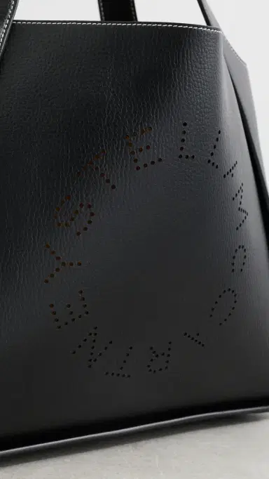 Stella McCartney Logo Embossed Grainy Faux Leather Tote Bag Black One Size | Thumbnail 5 Stella McCartney Logo Embossed Grainy Faux Leather Tote Bag Black One Size | Thumbnail 5