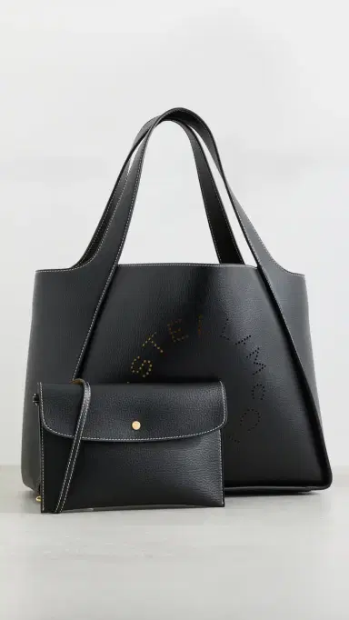 Stella McCartney Logo Embossed Grainy Faux Leather Tote Bag Black One Size | Thumbnail 6 Stella McCartney Logo Embossed Grainy Faux Leather Tote Bag Black One Size | Thumbnail 6