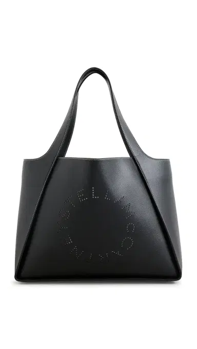 Stella McCartney Logo Embossed Grainy Faux Leather Tote Bag Black One Size | Thumbnail 1 Stella McCartney Logo Embossed Grainy Faux Leather Tote Bag Black One Size | Thumbnail 1