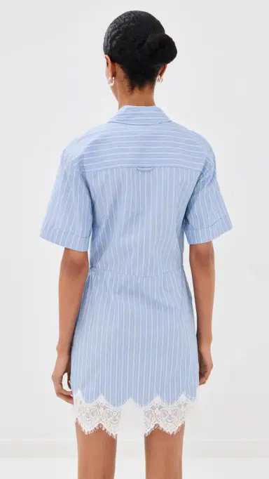 SIMKHAI Calder Cotton Lace Mini Dress Oxford Blue Stripe | Thumbnail 3 SIMKHAI Calder Cotton Lace Mini Dress Oxford Blue Stripe | Thumbnail 3