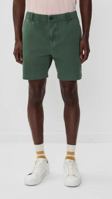 Alex Mill Pull On Shorts In Cotton Herringbone 7 Faded Cypress | Thumbnail 2 Alex Mill Pull On Shorts In Cotton Herringbone 7 Faded Cypress | Thumbnail 2