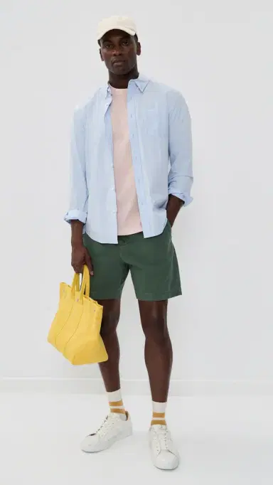 Alex Mill Pull On Shorts In Cotton Herringbone 7 Faded Cypress | Thumbnail 5 Alex Mill Pull On Shorts In Cotton Herringbone 7 Faded Cypress | Thumbnail 5