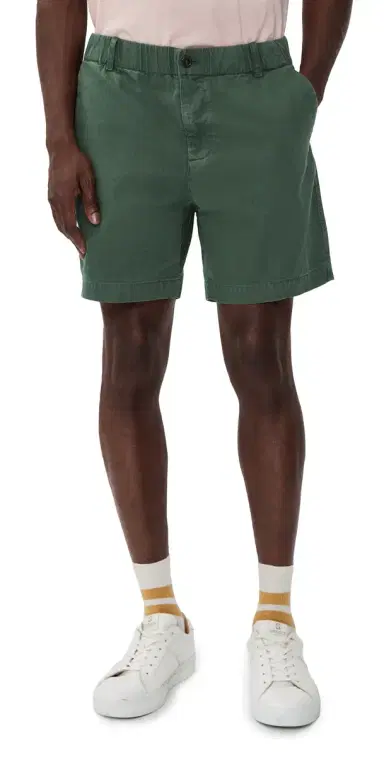 Alex Mill Pull On Shorts In Cotton Herringbone 7 Faded Cypress | Thumbnail 1 Alex Mill Pull On Shorts In Cotton Herringbone 7 Faded Cypress | Thumbnail 1