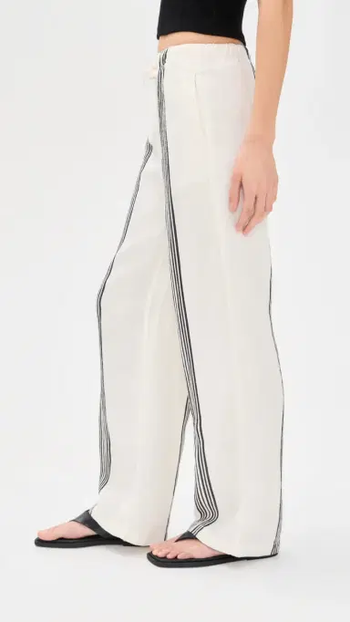 Madewell Pull-On Linen Pants Bold Placement Stripe Black S | Thumbnail 4 Madewell Pull-On Linen Pants Bold Placement Stripe Black S | Thumbnail 4
