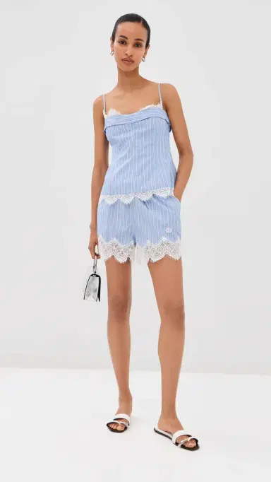 Simkhai Emmie Cotton ace Shorts Oxford Blue Stripe | Thumbnail 5 Simkhai Emmie Cotton ace Shorts Oxford Blue Stripe | Thumbnail 5