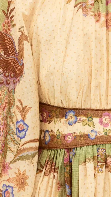 Zimmermann Indra Waisted Maxi Dress Cream Khaki Scarf Floral | Thumbnail 6 Zimmermann Indra Waisted Maxi Dress Cream Khaki Scarf Floral | Thumbnail 6