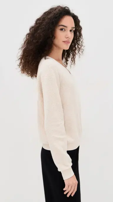 perfectwhitetee Zuri Reverse Fleece V Neck Sweater Sugar | Thumbnail 4 perfectwhitetee Zuri Reverse Fleece V Neck Sweater Sugar | Thumbnail 4