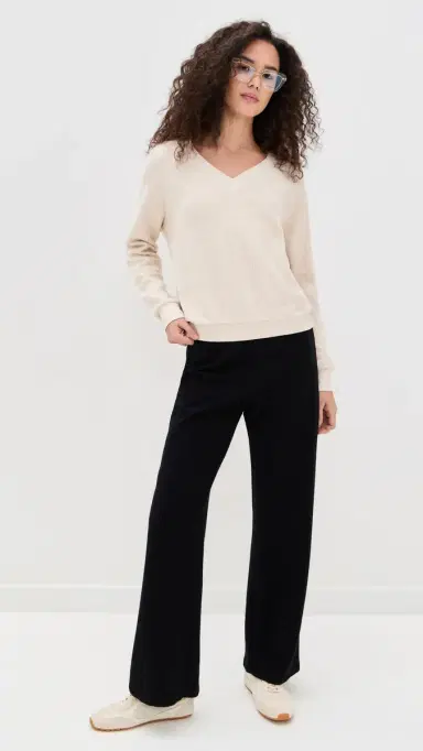 perfectwhitetee Zuri Reverse Fleece V Neck Sweater Sugar | Thumbnail 5 perfectwhitetee Zuri Reverse Fleece V Neck Sweater Sugar | Thumbnail 5