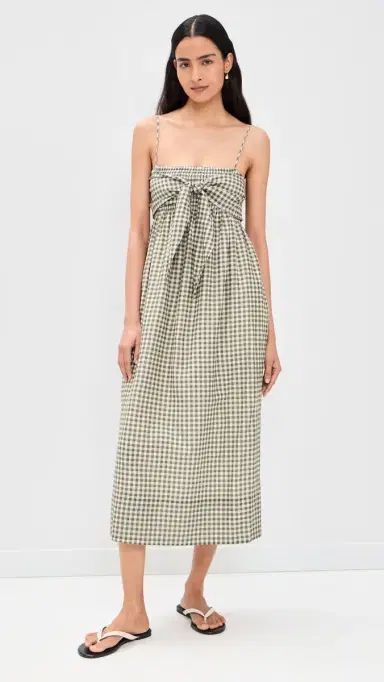 Vince Tie Smocked Cami Dress Off White/moke | Thumbnail 2 Vince Tie Smocked Cami Dress Off White/moke | Thumbnail 2
