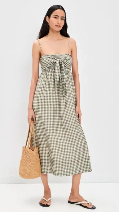 Vince Tie Smocked Cami Dress Off White/moke | Thumbnail 5 Vince Tie Smocked Cami Dress Off White/moke | Thumbnail 5