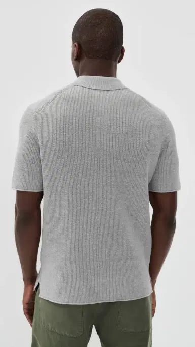 Alex Mill Eastwood Polo In Cotton Linen Heather Grey | Thumbnail 3 Alex Mill Eastwood Polo In Cotton Linen Heather Grey | Thumbnail 3