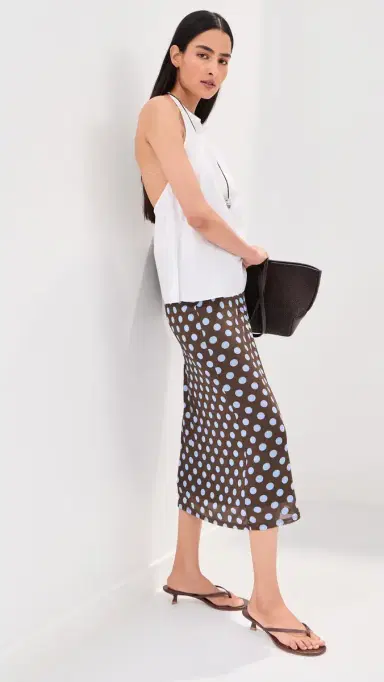LE BOP Emma Midi Skirt Brown/Blue Polka Dot | Thumbnail 2 LE BOP Emma Midi Skirt Brown/Blue Polka Dot | Thumbnail 2