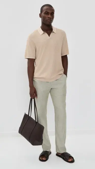 Marine Layer Greyson Sweater Polo Taupe | Thumbnail 5 Marine Layer Greyson Sweater Polo Taupe | Thumbnail 5