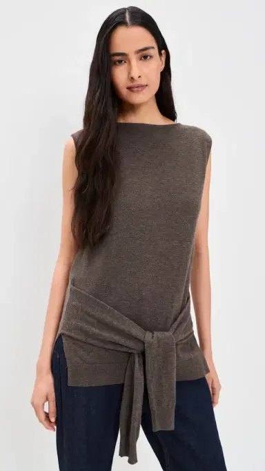 St. Agni Fine Merino Tie Waist Top Mulch S | Thumbnail 2 St. Agni Fine Merino Tie Waist Top Mulch S | Thumbnail 2