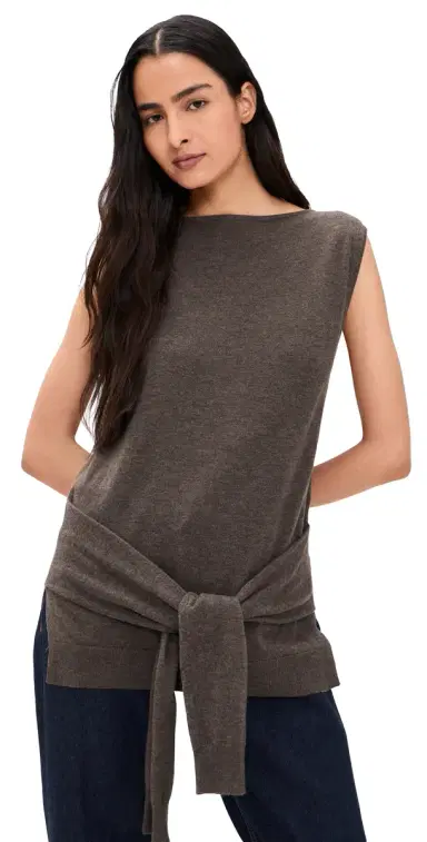 St. Agni Fine Merino Tie Waist Top Mulch S | Thumbnail 1 St. Agni Fine Merino Tie Waist Top Mulch S | Thumbnail 1