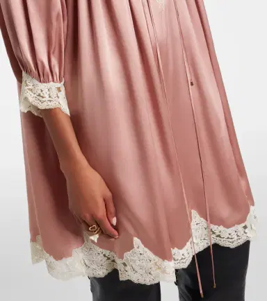 Chloé Chloé Lace-trimmed silk satin minidress | Thumbnail 2 Chloé Chloé Lace-trimmed silk satin minidress | Thumbnail 2