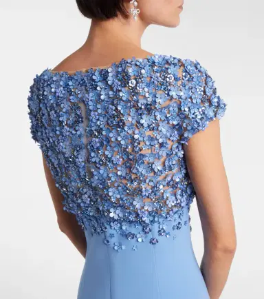 Oscar de la Renta Porcelain Flower embellished wool-blend gown | Thumbnail 3 Oscar de la Renta Porcelain Flower embellished wool-blend gown | Thumbnail 3