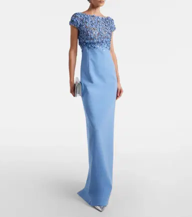 Oscar de la Renta Porcelain Flower embellished wool-blend gown | Thumbnail 4 Oscar de la Renta Porcelain Flower embellished wool-blend gown | Thumbnail 4