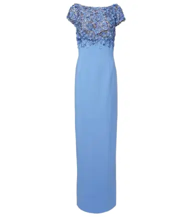 Oscar de la Renta Porcelain Flower embellished wool-blend gown | Thumbnail 1 Oscar de la Renta Porcelain Flower embellished wool-blend gown | Thumbnail 1
