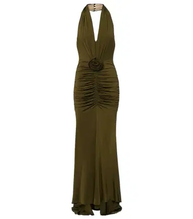 Blumarine Floral-appliqué ruched maxi dress | Thumbnail 1 Blumarine Floral-appliqué ruched maxi dress | Thumbnail 1