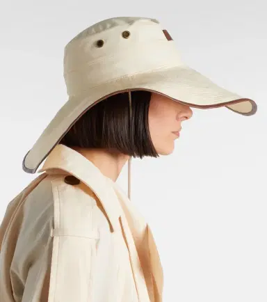 Burberry Leather-trimmed cotton-blend sun hat | Thumbnail 4 Burberry Leather-trimmed cotton-blend sun hat | Thumbnail 4