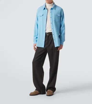 God's True Cashmere Blue Lagoon cashmere shirt with lapis lazuli | Thumbnail 3 God's True Cashmere Blue Lagoon cashmere shirt with lapis lazuli | Thumbnail 3