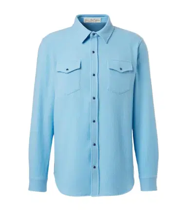 God's True Cashmere Blue Lagoon cashmere shirt with lapis lazuli | Thumbnail 1 God's True Cashmere Blue Lagoon cashmere shirt with lapis lazuli | Thumbnail 1