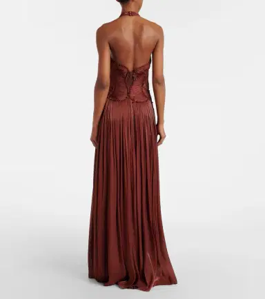 Costarellos Embellished ruched georgette gown | Thumbnail 3 Costarellos Embellished ruched georgette gown | Thumbnail 3