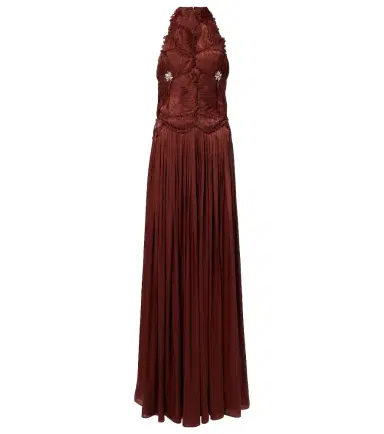 Costarellos Embellished ruched georgette gown | Thumbnail 1 Costarellos Embellished ruched georgette gown | Thumbnail 1