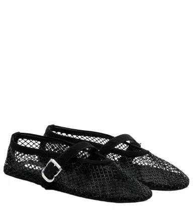 Alaïa Alaïa Embellished fishnet ballet flats | Thumbnail 1 Alaïa Alaïa Embellished fishnet ballet flats | Thumbnail 1