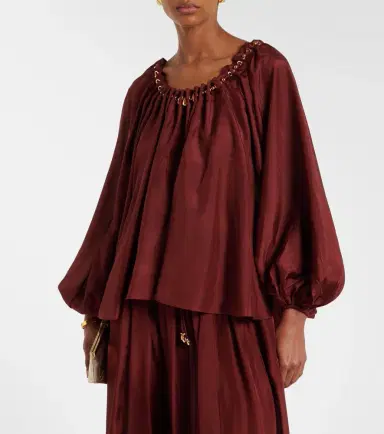 Zimmermann Aster asymmetric beaded silk habotai blouse | Thumbnail 6 Zimmermann Aster asymmetric beaded silk habotai blouse | Thumbnail 6