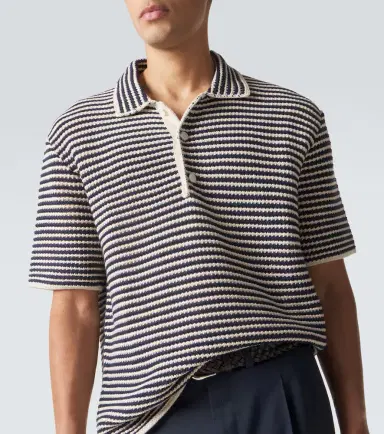 Orlebar Brown Lowry striped crochet cotton polo sweater | Thumbnail 3 Orlebar Brown Lowry striped crochet cotton polo sweater | Thumbnail 3