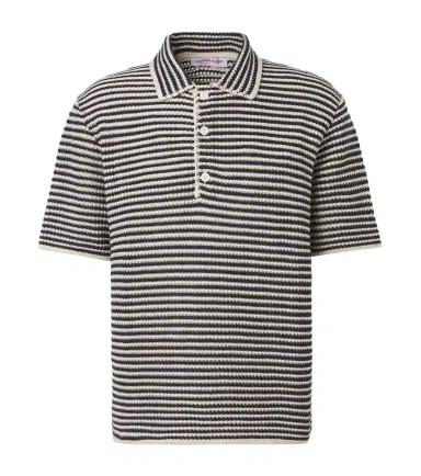 Orlebar Brown Lowry striped crochet cotton polo sweater | Thumbnail 1 Orlebar Brown Lowry striped crochet cotton polo sweater | Thumbnail 1