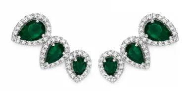 Wish Fine Jewelry 2.08ct Diamond Emerald 18K Gold Climber Earrings | Thumbnail 2 Wish Fine Jewelry 2.08ct Diamond Emerald 18K Gold Climber Earrings | Thumbnail 2
